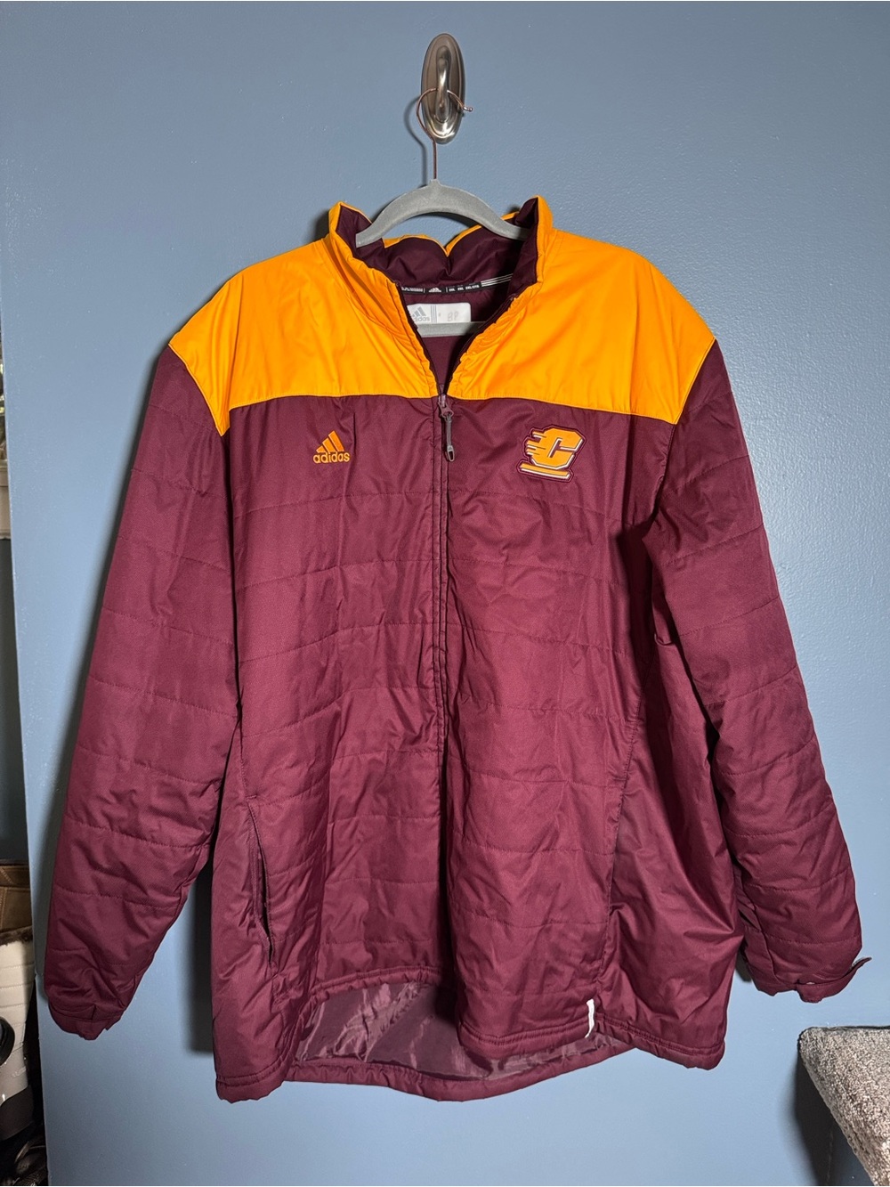 Adidas Central Michigan University Insulated Full Zip coat Jacket Mens 2XL CMU